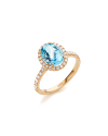 SLAETS Jewellery Ring Aquamarine Oval Halo Diamonds, 18K Rose Gold (watches)